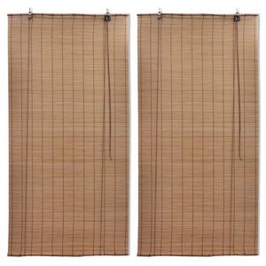 vidaXL Jaluzele din bambus tip rulou, 2 buc., maro, 100 x 160 cm imagine