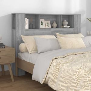 vidaXL Tăblie de pat cu dulap, gri sonoma, 140x18, 5x104, 5 cm imagine