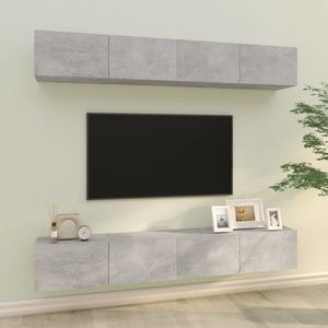 vidaXL Dulapuri TV de perete, 4 buc, gri beton, 100x30x30 cm imagine