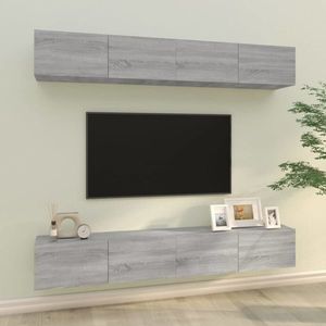 vidaXL Dulapuri TV de perete, 4 buc, gri sonoma, 100x30x30 cm imagine