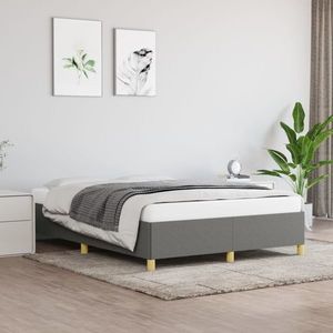 vidaXL Cadru de pat, gri închis, 140x190 cm, material textil imagine