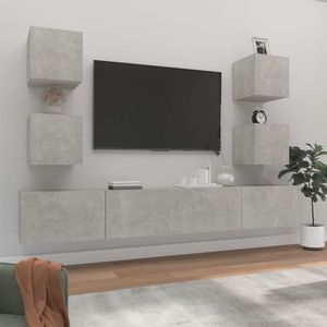 vidaXL Set dulapuri TV, 6 piese, gri beton, lemn prelucrat imagine