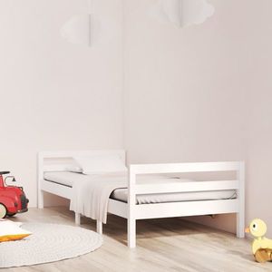 vidaXL Cadru de pat, alb, 90x190 cm, lemn masiv de pin imagine