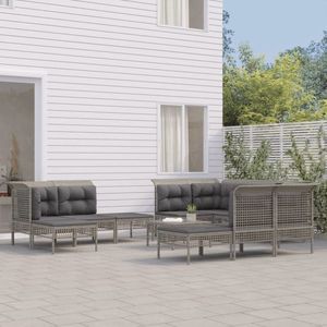 vidaXL Set mobilier de grădină cu perne, 11 piese, gri, poliratan imagine
