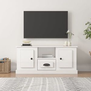 vidaXL Comodă TV, alb extralucios, 100x35, 5x45 cm, lemn prelucrat imagine
