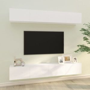 vidaXL Dulapuri TV de perete, 4 buc, alb, 100x30x30 cm imagine