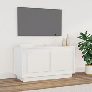 vidaXL Comodă TV, alb extralucios, 80x35x45 cm, lemn prelucrat imagine