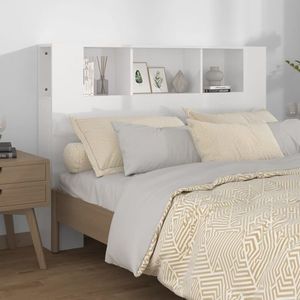 vidaXL Tăblie de pat cu dulap, alb extralucios, 140x18, 5x104, 5 cm imagine
