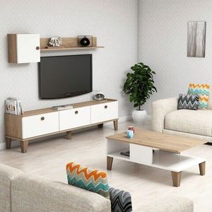 Set mobilier living, Almaren, Sumer G5020, PAL, Stejar / Alb imagine