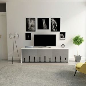 Comoda TV, Avva Home, Diseps, 150x49.1x29.5 cm, Antracit/Alb imagine