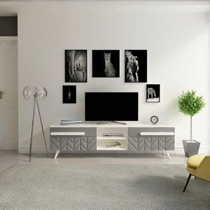 Comoda TV, Avva Home, Edih, 160x43.6x29.5 cm, Antracit/Alb imagine