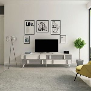Comoda TV, Avva Home, Eva, 160x43.6x35 cm, Antracit/Alb imagine