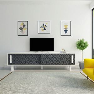 Comoda TV, Avva Home, Opa, 180x48.2x35 cm, Antracit/Alb imagine