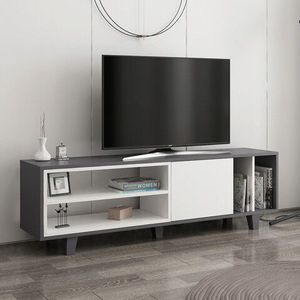 Comoda TV, Colman, Rosmar, 160x35x48.6 cm, Alb / Antracit imagine