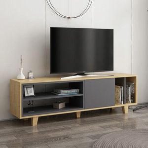 Comoda TV, Colman, Rosmar, 160x35x48.6 cm, Stejar / Antracit imagine