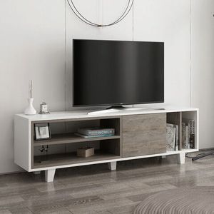Comoda TV, Colman, Rosmar, 160x35x48.6 cm, Alb / Wenge imagine