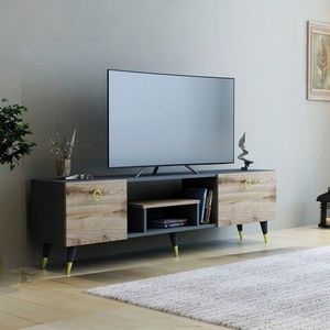 Comoda TV, Coraline, Irma, 150x41.6x29.6 cm, Nuc / Antracit imagine