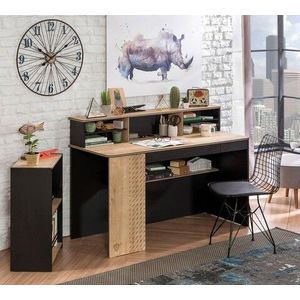 Birou, Çilek, Black Large Study Desk, 138x75x58 cm, Multicolor imagine