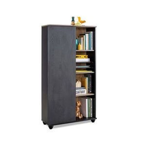 Corp biblioteca, Çilek, Black Bookcase With Storage, 76.5x140x29.5 cm, Multicolor imagine