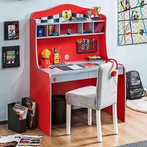 Birou, Çilek, Race Cup Desk With Unit, 103x151x68 cm, Multicolor imagine