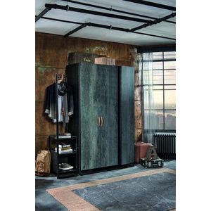 Dulap pentru haine, Çilek, Dark Metal 3 Doors Wardrobe, 132x210x62 cm, Multicolor imagine