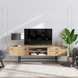 Comoda TV, Elegance, Owen, 180x35x50 cm, Stejar / Negru imagine