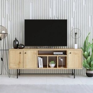 Comoda TV, Elegance, Lucas v2, 150x40x55 cm, Stejar / Negru imagine