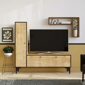 Comoda TV, Emerald, Pera, 118x49x32 cm, Stejar safir / negru imagine