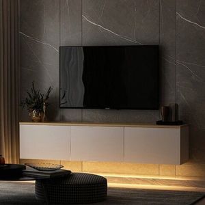 Comoda TV, Inarch, Neon, 160x35x32 cm, Stejar alb imagine