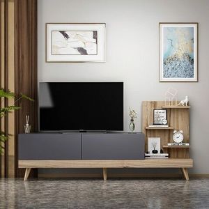 Comoda TV, Inarch, Dizayn, 180x82x37 cm, Antracit / Nuc imagine