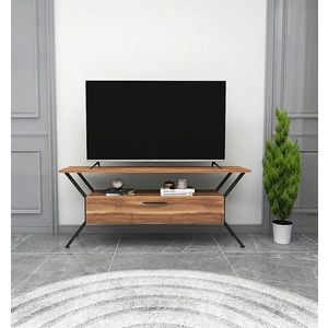 Comoda TV, Kalune Design, Tarz, 124x54x35 cm, Nuc / Negru imagine