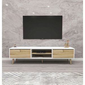 Comoda TV, Kalune Design, Kraf 180, 180x50x40 cm, Pâslă / Alb imagine