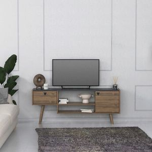 Comoda TV, Lagomood, Nida, 140x55x29.5 cm, Antracit / Nuc imagine