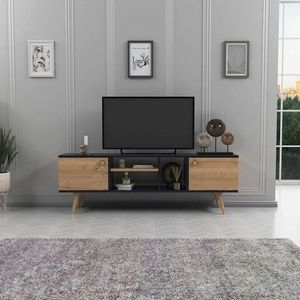 Comoda TV, Lagomood, Ewo, 160x50x29.5 cm, Antracit / Stejar imagine