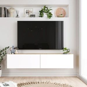 Comoda TV, Locelso, FR10-AW, 140x29.1x31.6 cm, Pin Atlantic / Alb imagine