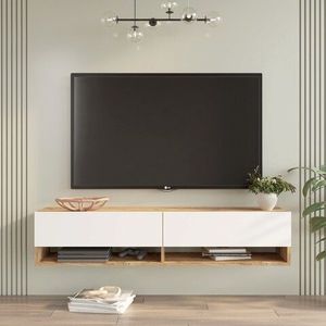 Comoda TV, Locelso, FR11-AW, 140x29.1x31.6 cm, Pin Atlantic / Alb imagine