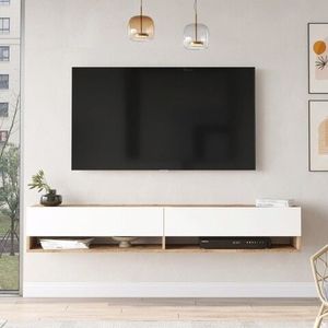 Comoda TV, Locelso, FR9, 180x29.1x31.6 cm, Pin Atlantic / Alb imagine