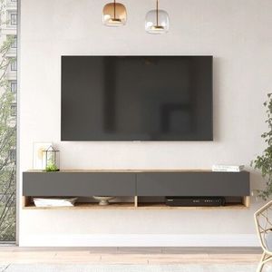 Comoda TV, Locelso, FR9, 180x29.1x31.6 cm, Pin Atlantic / Antracit imagine
