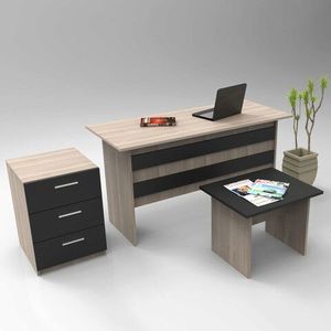 Set mobilier de birou, Locelso, VO9, Stejar / Negru imagine