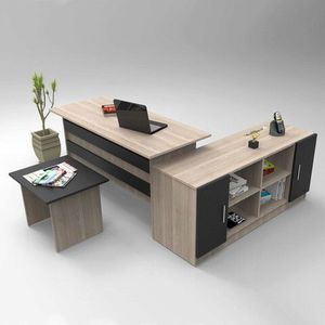 Set mobilier de birou, Locelso, VO10, Stejar / Negru imagine
