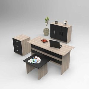 Set mobilier de birou, Locelso, VO12, Stejar / Negru imagine