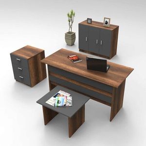 Set mobilier de birou, Locelso, VO12, Nuc / Antracit imagine