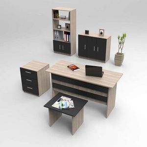 Set mobilier de birou, Locelso, VO14, Stejar / Negru imagine