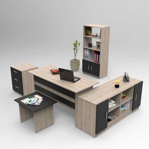 Set mobilier de birou, Locelso, VO15, Stejar / Negru imagine
