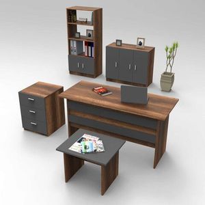 Set mobilier de birou, Locelso, VO14, Nuc / Antracit imagine
