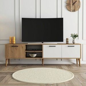 Comoda TV, Mezza, Exxen, 180x53x35 cm, Stejar / Alb imagine