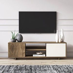 Comoda TV, Minima, Garbatella, 160x52x35 cm, Nuc/Alb imagine