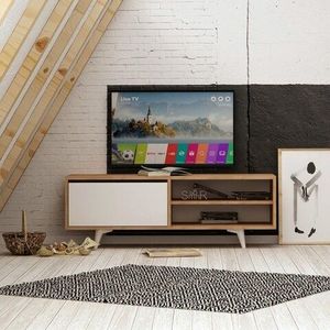 Comoda TV, Mod Design, Maku, 120x47x35 cm, Stejar / Alb imagine