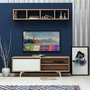 Comoda TV, Mod Design, Duku, Stejar / Alb imagine