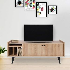 Comoda TV, Mod Design, Astana, 150x40x62 cm, Stejar / Negru imagine